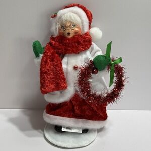 Annalee 2014 Merry Mint Mrs Santa Claus 9" Doll Christmas Wreath w/Tags - 400114